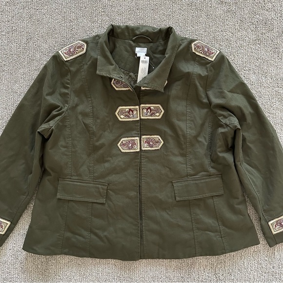 Chico's Beaded And Embellished Band Jacket Olive Size 4 - XXL - Picture 3 of 12